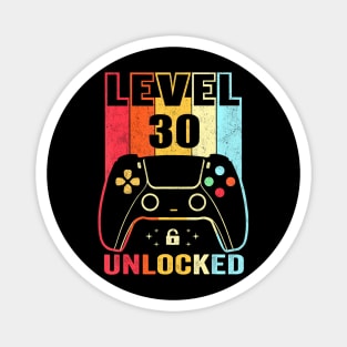 Level 30 Unlocked  Video Gamer 30th Birthday Magnet